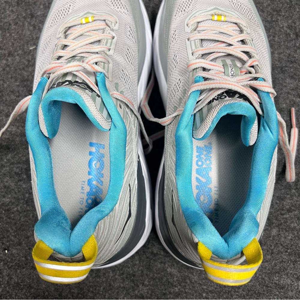 Hoka Women's Gray and Orange Running Shoes - Picture 11 of 12